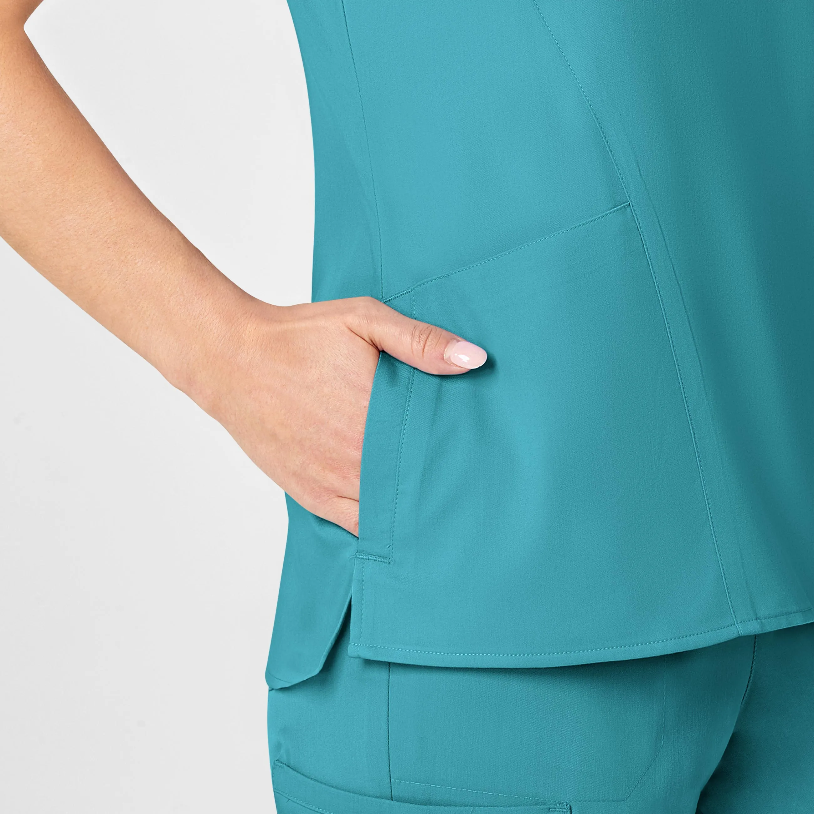 PRO Women's Four Pocket V-Neck Scrub Top - Teal Blue