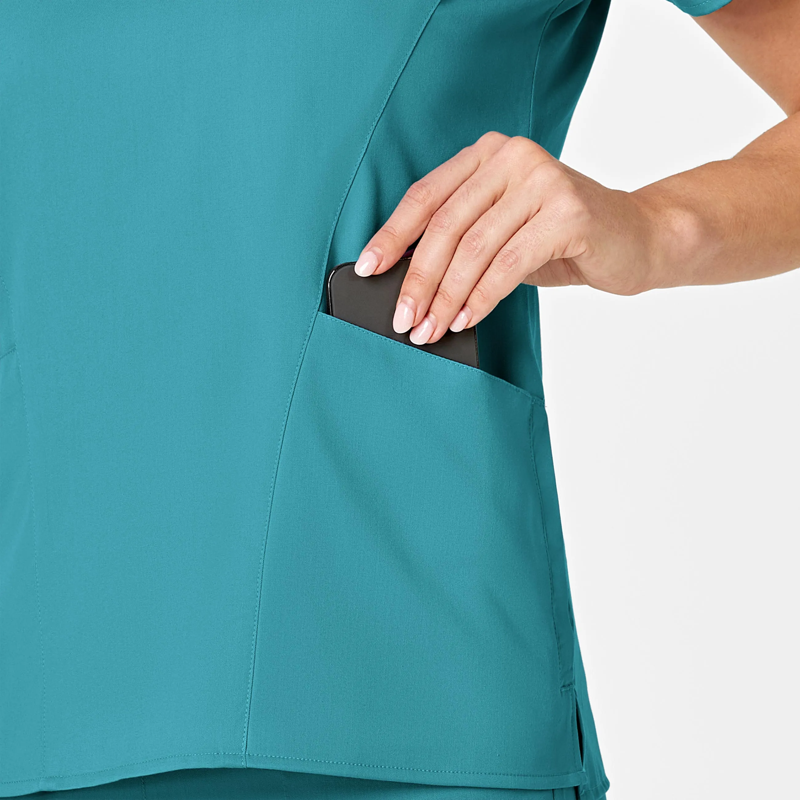 PRO Women's Four Pocket V-Neck Scrub Top - Teal Blue