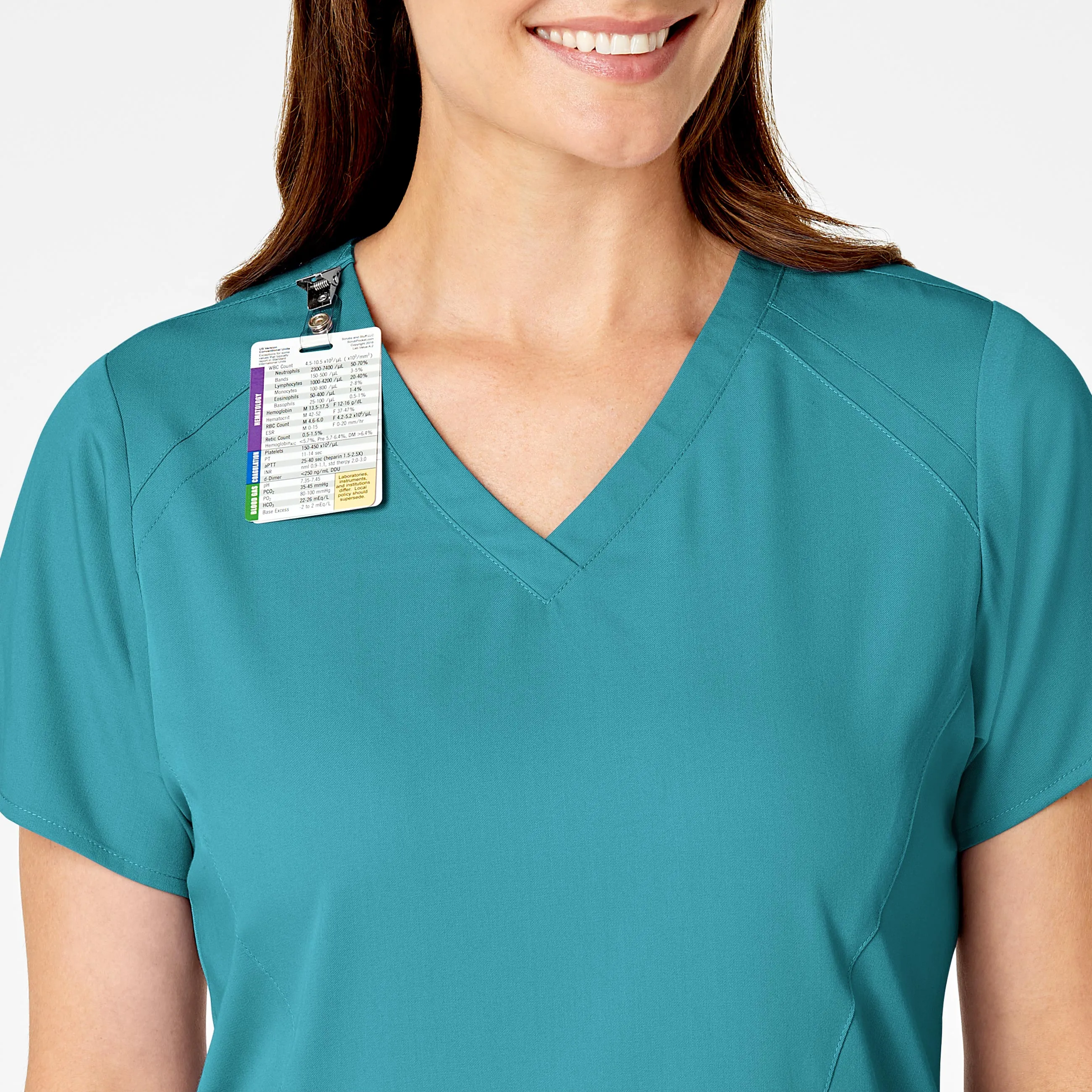 PRO Women's Four Pocket V-Neck Scrub Top - Teal Blue