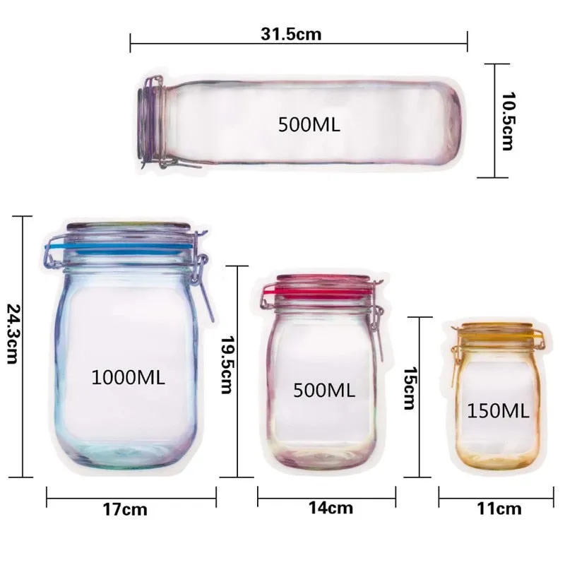 Reusable Mason Jar Zipper Bags - EcoSeal