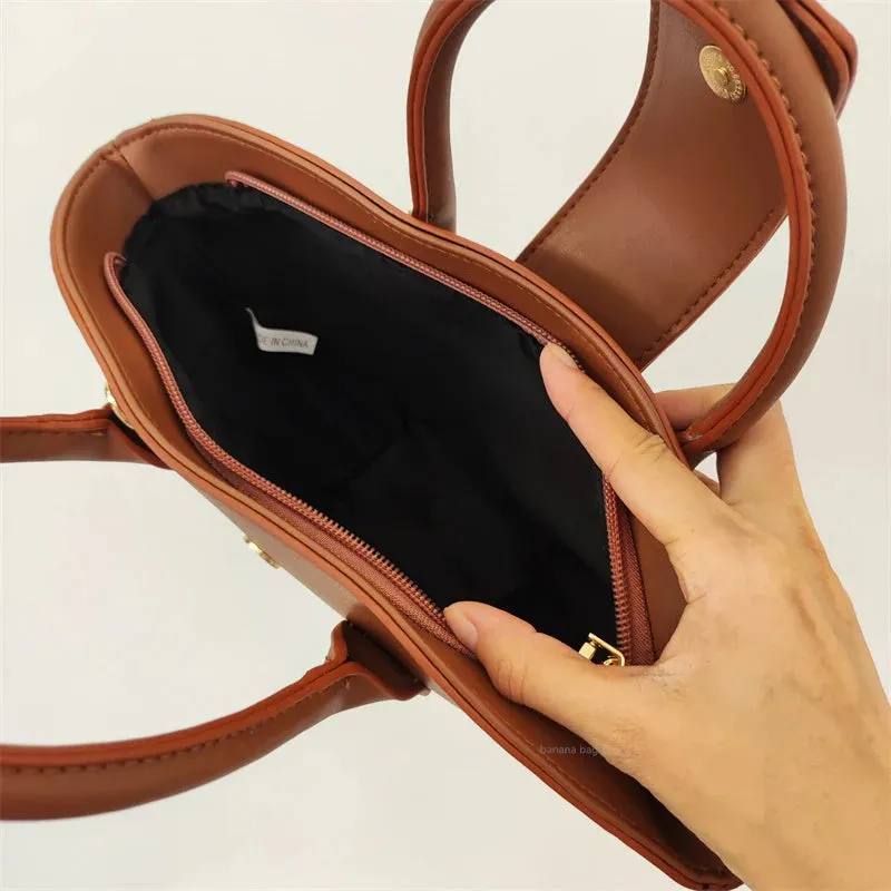 Vintage Faux Leather Shell Bag