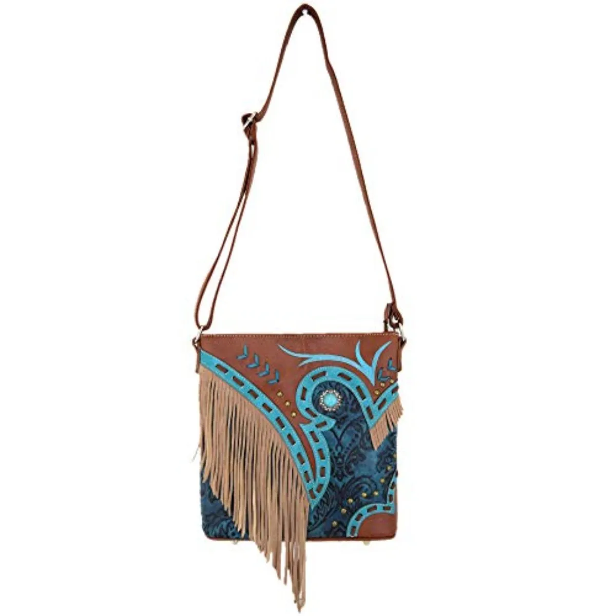 Western Cowgirl Leather Fringe Crossbody Purse